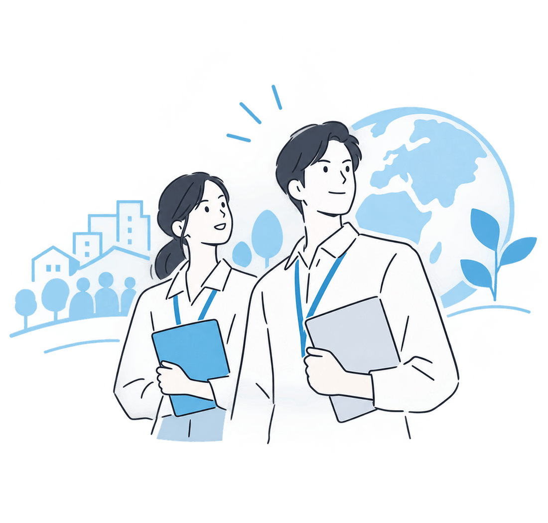 社会課題に向き合う社員のイラスト